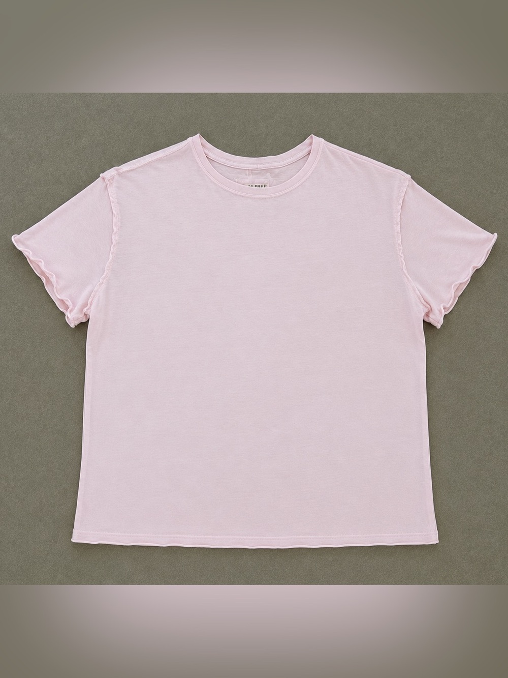 We The Free Pink Raw Seam Slub Tee Exposed Seams Short Sleeve Small